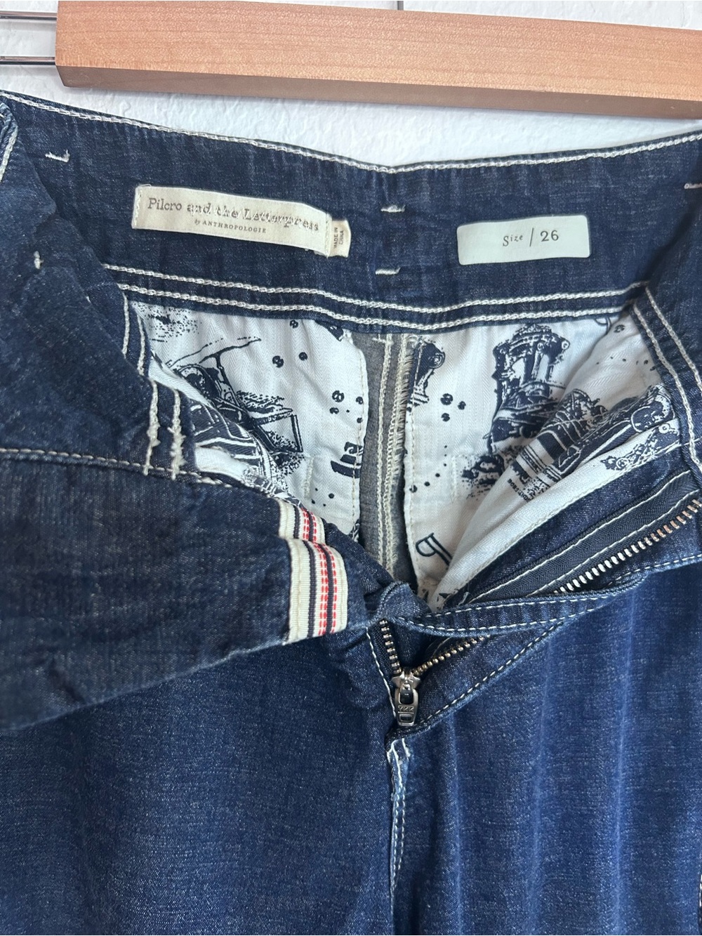 Anthropologie Pilcro and the Letterpress Dark Blue Wide-Leg Jeans, Size 26 - Picture 7 of 10